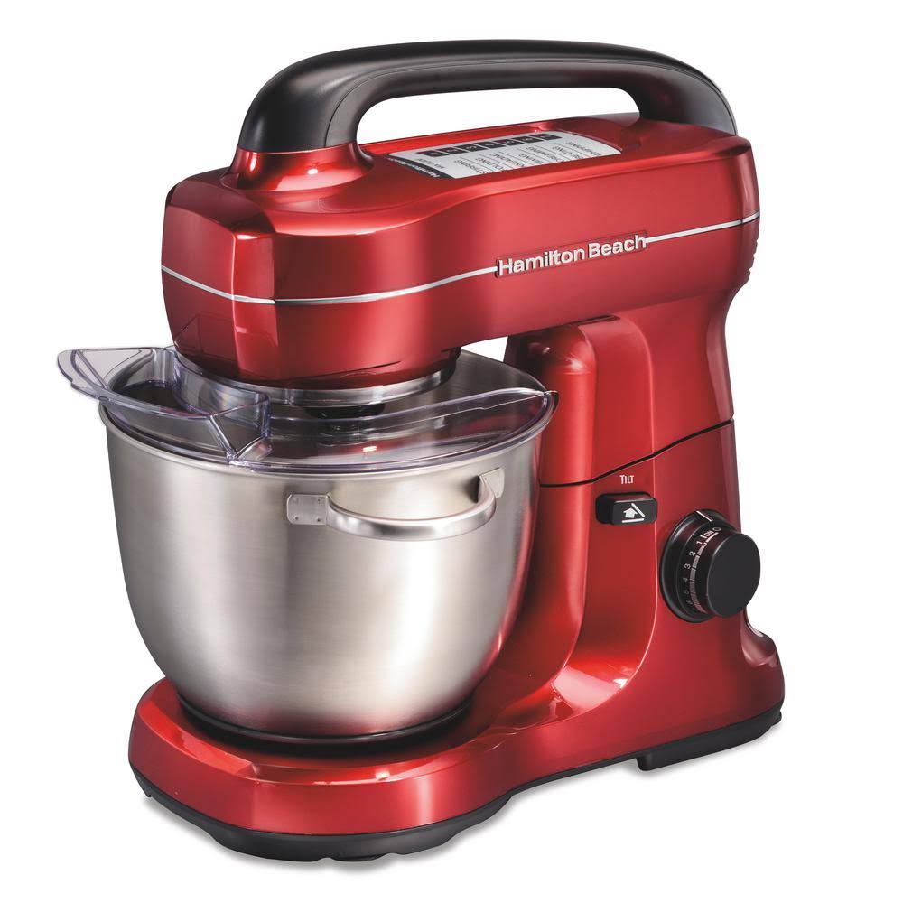 Hamilton Beach 4 qt. 7-Speed Red Stand Mixer with Tilt Head