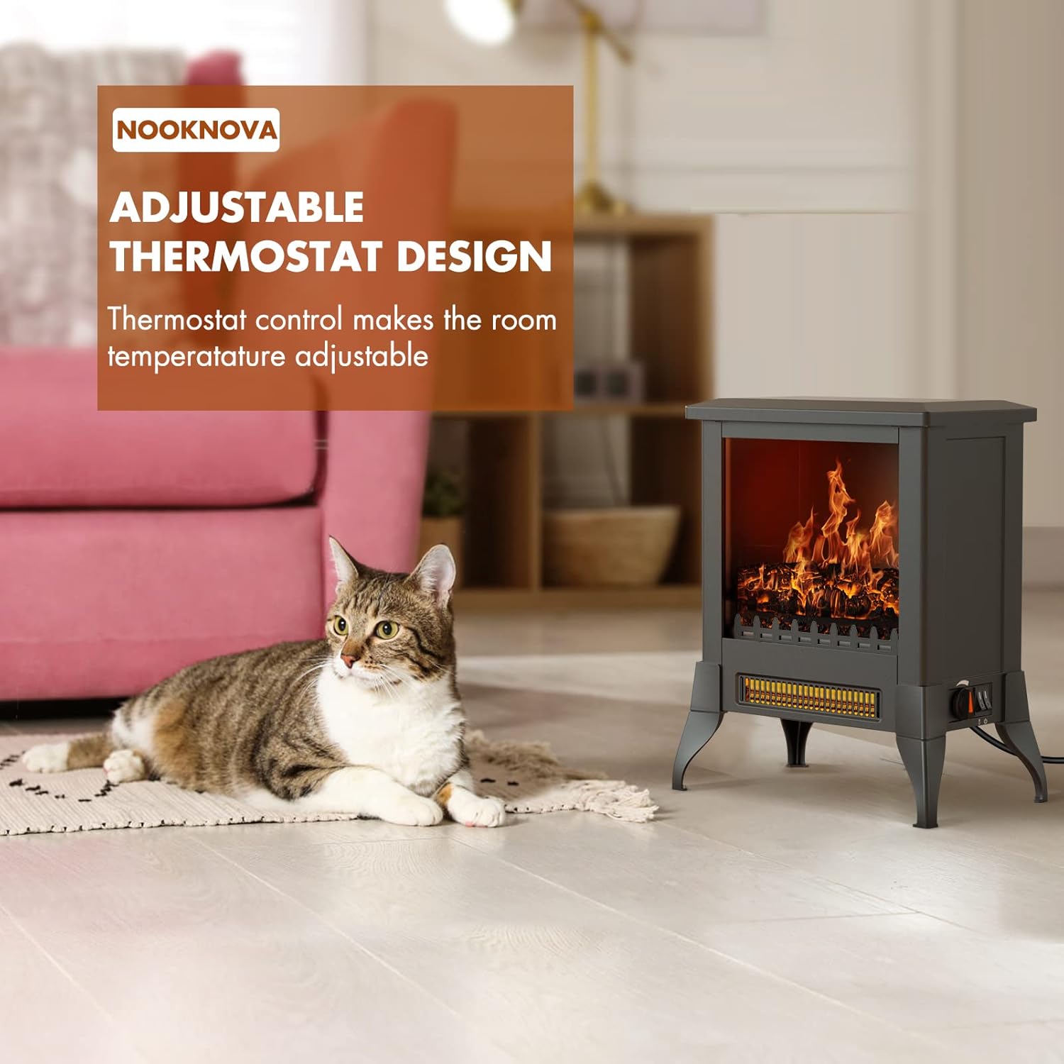 NookNova Small Fireplace, 14” Electric Fireplace, Fireplace Heater, Electric Fireplace Heater, Fake Fireplace, Fireplace Heaters for Indoor Use, Xmas Fireplace Decorations, Portable Fireplace