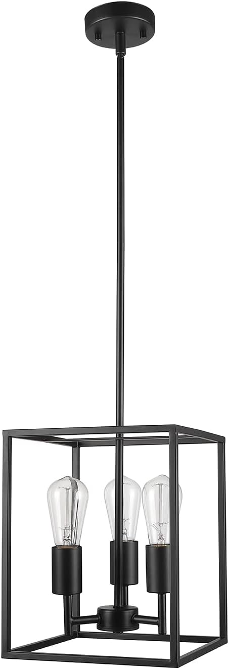 Globe Electric 60886 Heath 3-Light Convertible Flush Mount Ceiling Light Chandelier, Matte Black