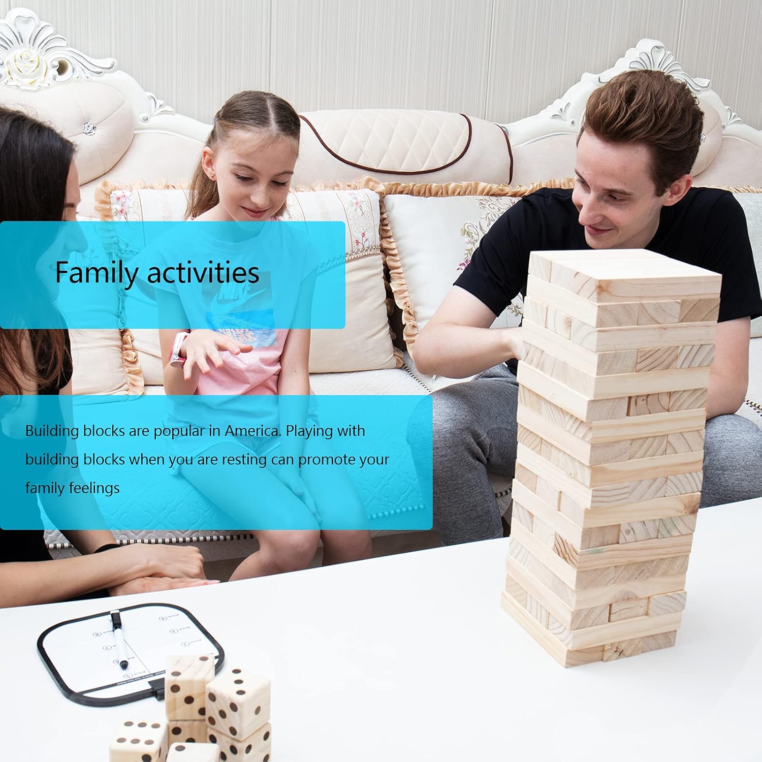 Timber Toy - 54 Extra Jumbo Wooden Blocks Floor Game for Kids and Adults, w/ Storage Crate/Game Table-No Assembly Required - Premium Pine Wood (54pcs) Pack of 2