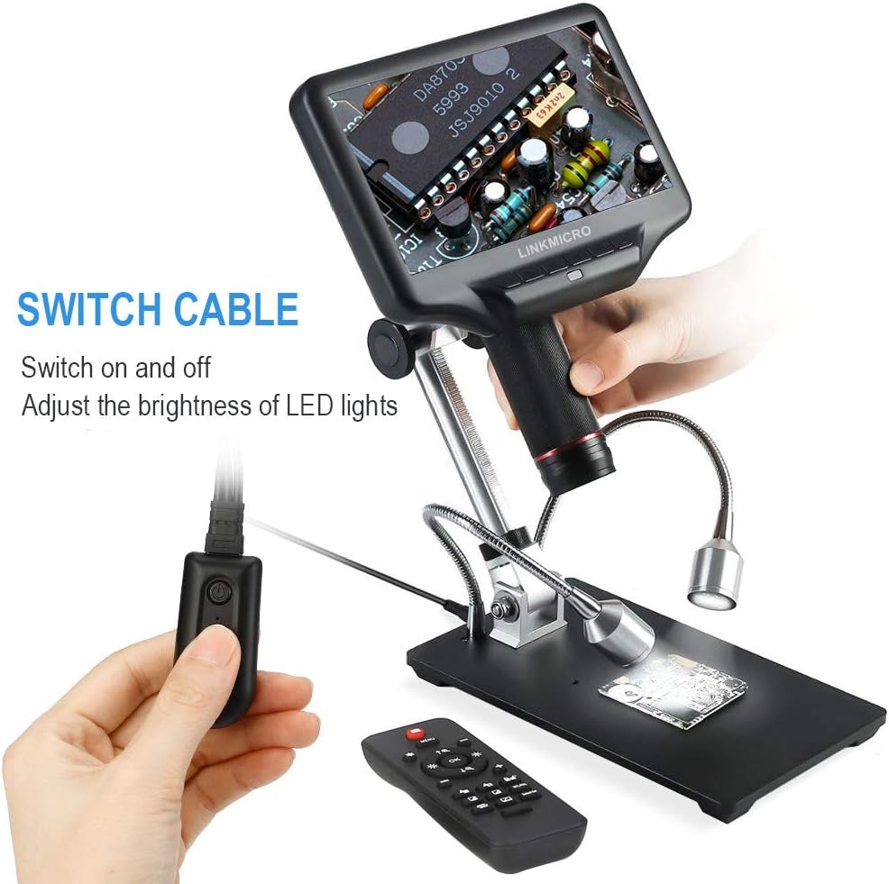 HDMI Digital Microscope Linkmicro 7 Inch HD LCD Screen 270X Magnifier with Real time Play Multimedia-Interface for Electronic Maintenance, Phone Repairing and Circuit Board Soldering Tools