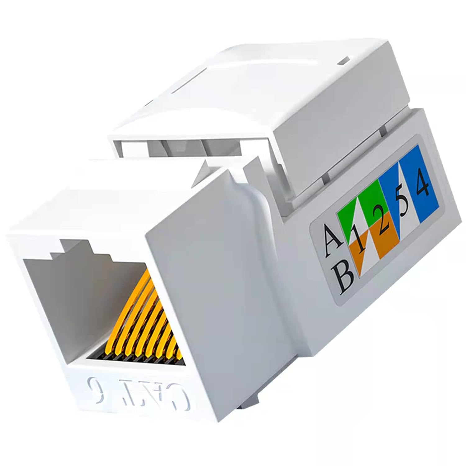 (50-Pack) Cat6 RJ45 Keystone Jack Punch Down Connector Network Ethernet Wall Adapter White Ethernet Module Coupler