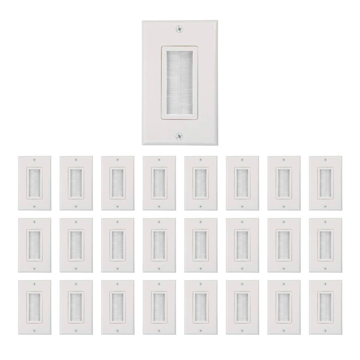 Buyer&s Point Brush Wall Plate [UL Listed] Decora Style Cable Pass Through Insert for Wires Single Gang Cable Access Strap Wall