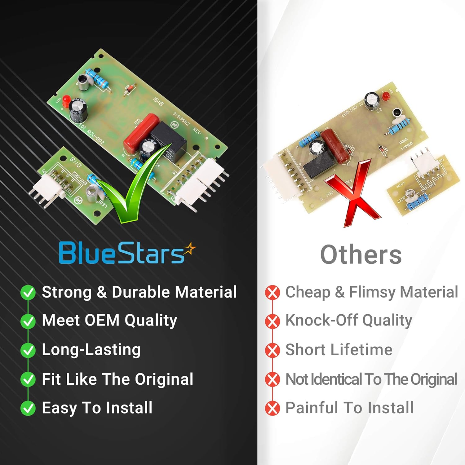 Ultra Durable 4389102 Refrigerator Control Board Kit Replacement by Blue Stars – Exact Fit For Whirlpool & Kenmore Refrigerators – Replaces W10193666 W10193840 W10290817 W10757851 AP5956767 Pack of 2