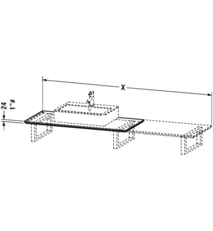 Duravit XL025E04343 X-Large 39 3/8x22 Single Console Bathroom Vanity for Back to Wall - Basalt Matte (decor)