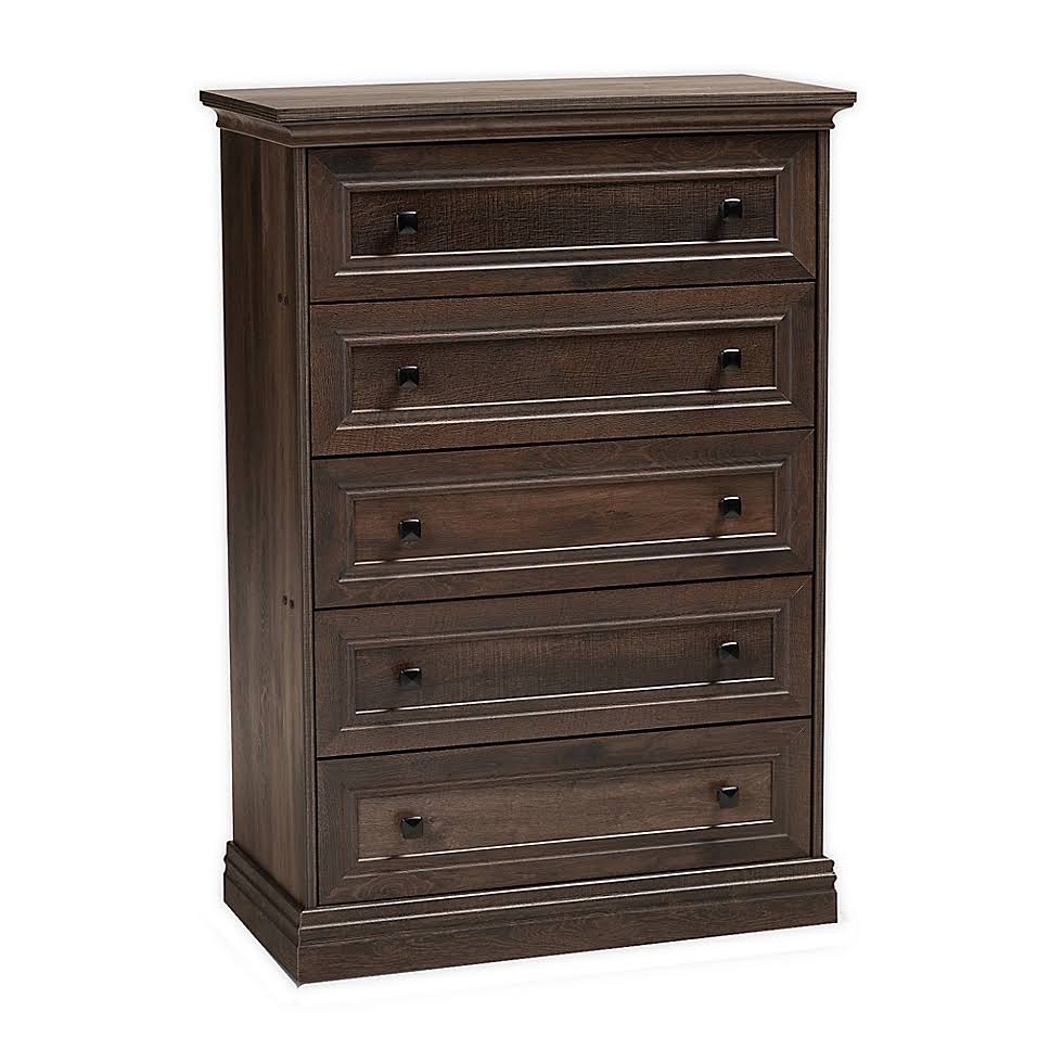 Baxton Studio Claire 5-Drawer Wood Chest in Brown/Black