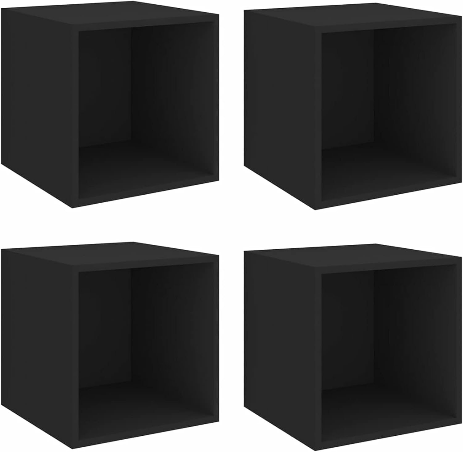 Tidyard 4 Piece Wall Mounted Storage Cabinet Chipboard Floating Display Stand Hanging Cabinet Black for Living Room, Bedroom, Bathroom, Home Furniture 14.6 x 14.6 x 14.6 Inches (W x D x H)