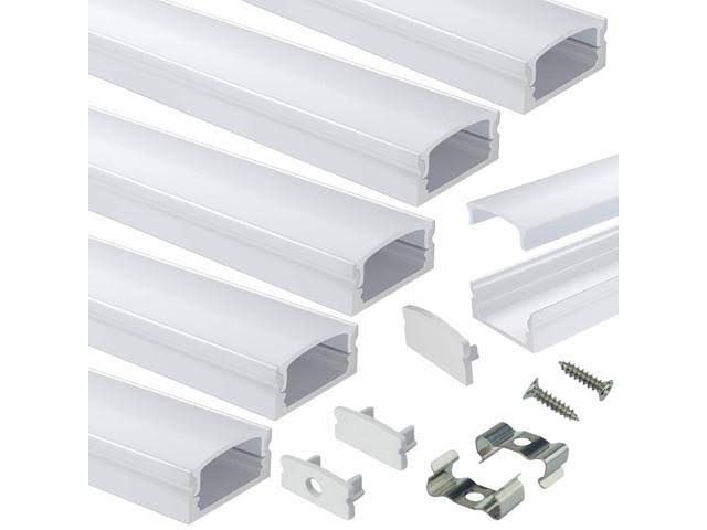 Muzata 10pcs LED Channel T-Shape Corner Connectors and 6-Pack U1SW U Shape LED Aluminum Channel System