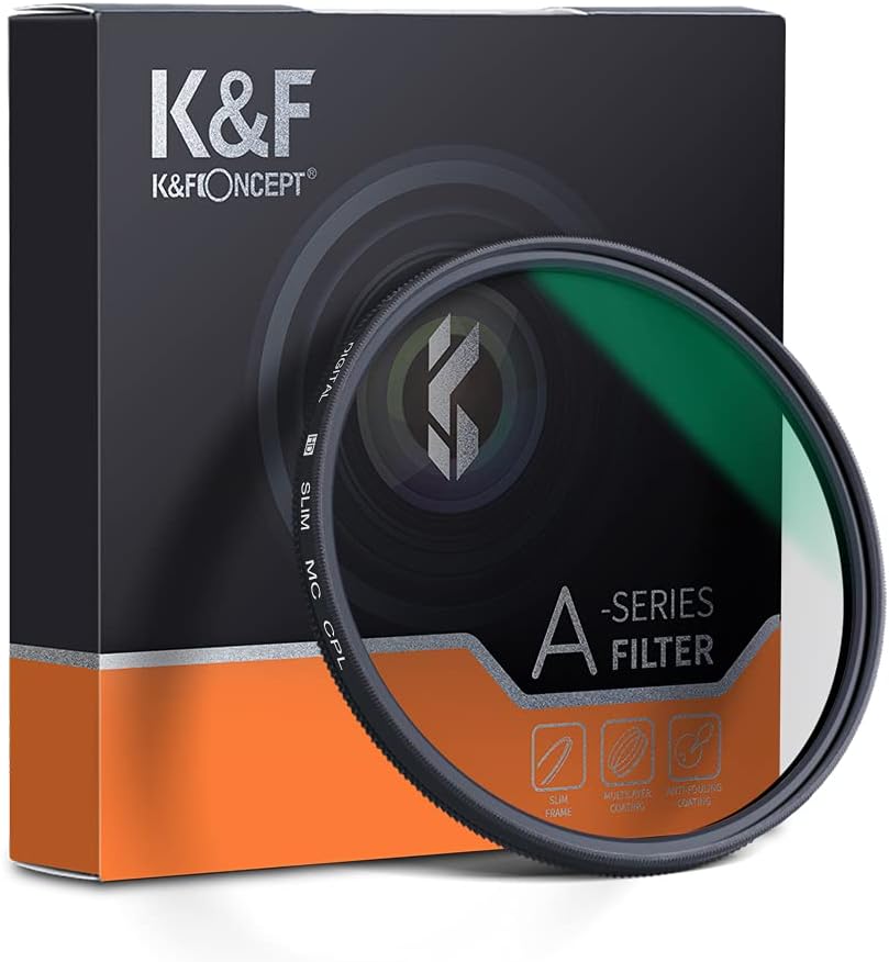 K&F Concept 82mm Polarizer Filter, Polarizing CPL Filter, Japan Optical Glass Ultra-Slim MC for Camera Lens Pack of 2