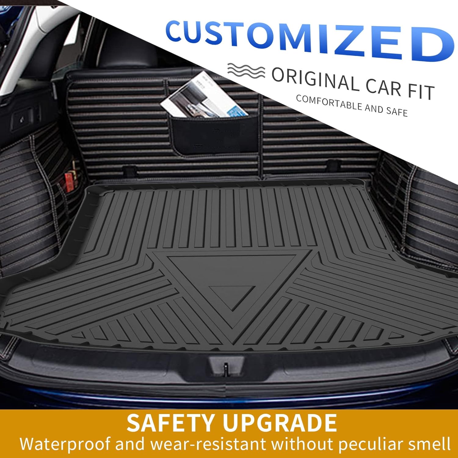 Elsetyler Cargo Liner for 2021 QX50 - Black TPO All Weather Heavy Duty Waterproof Rear Cargo Tray Trunk Floor Mat Protector Compatible with 2019 2020 2021 Infiniti QX50
