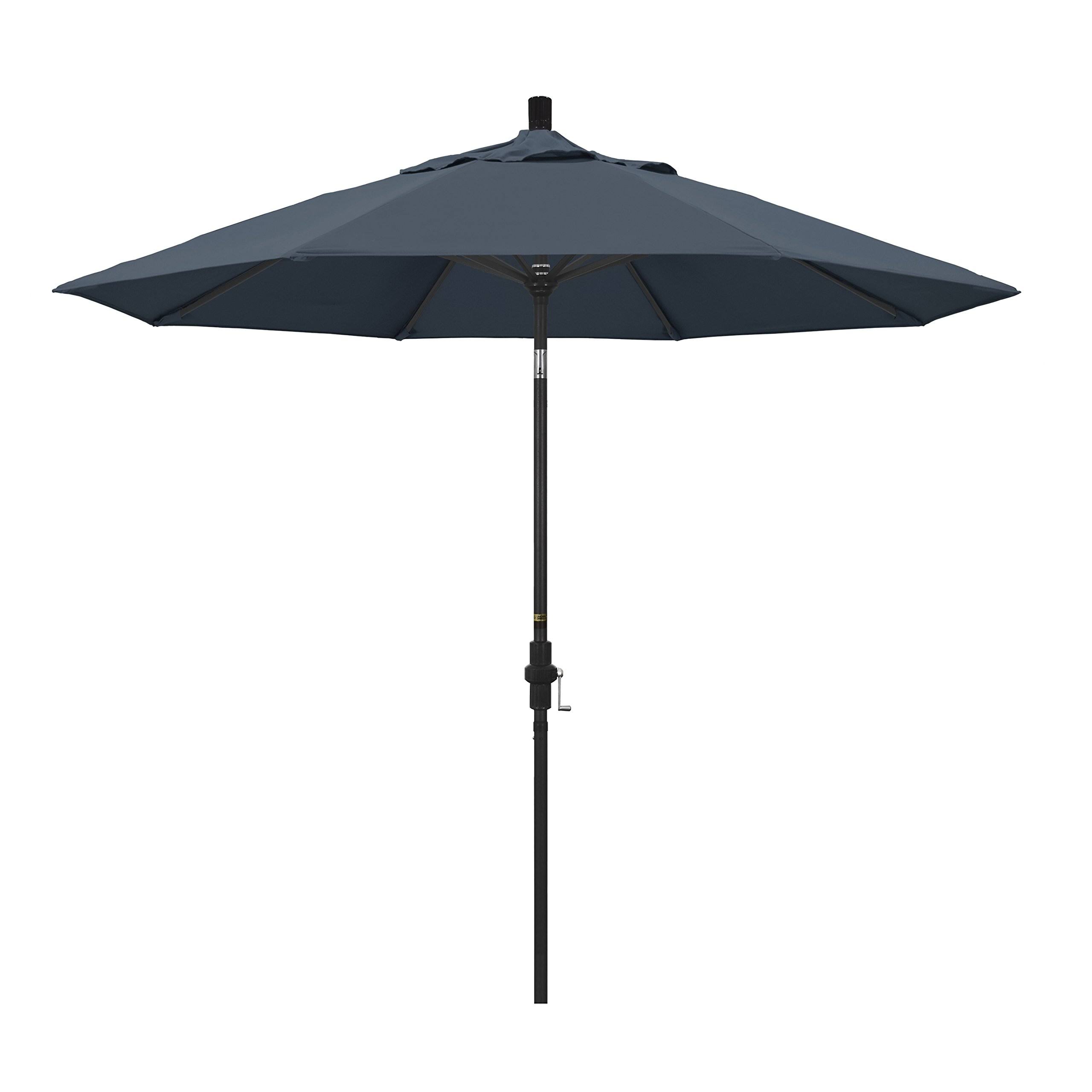 California Umbrella 9 Feet Aluminum Market Umbrella Collar Tilt - Matted Black/Pacifica/Sapphire