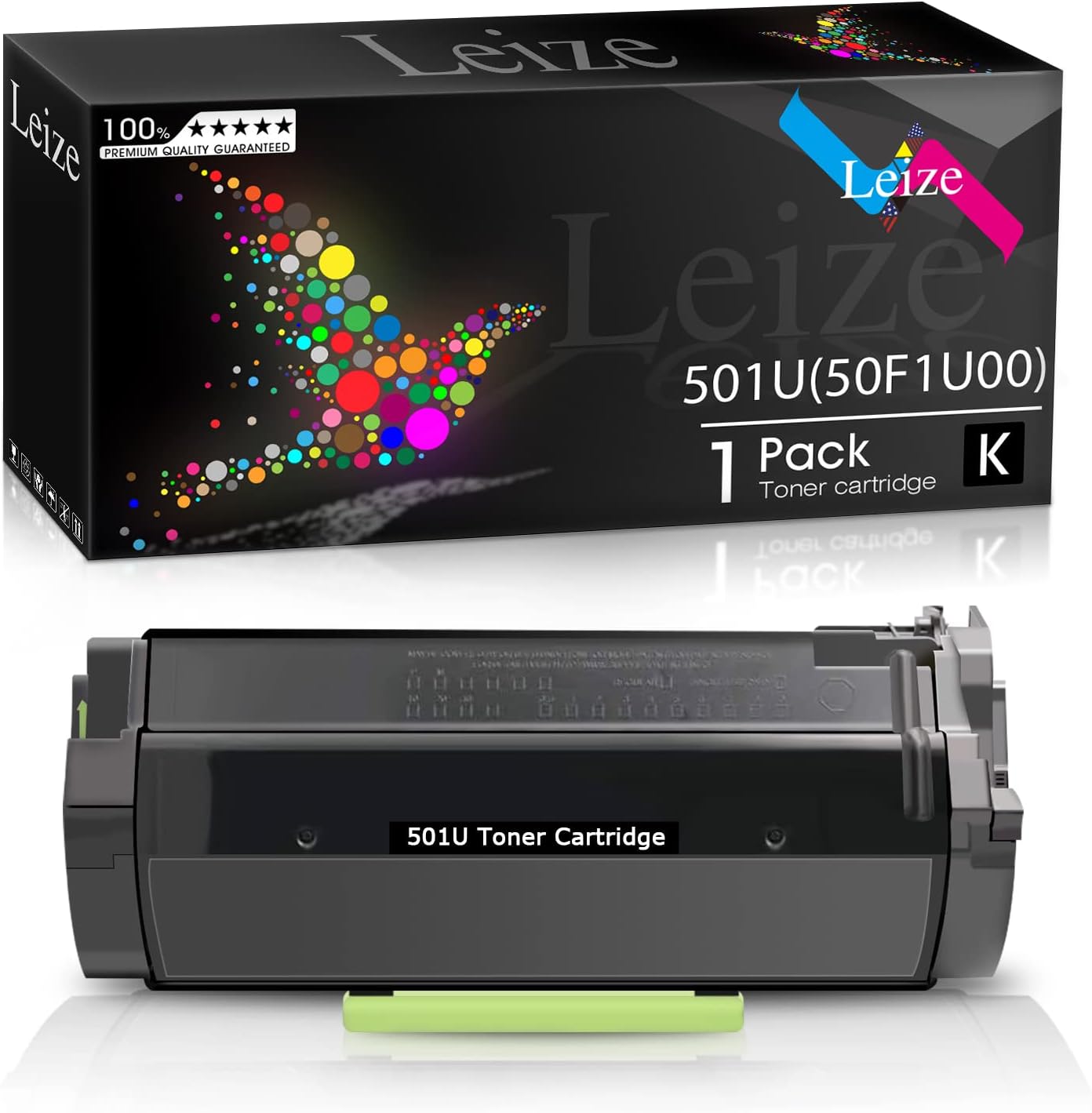 Leize Compatible Toner Cartridge Replacement for Lexmark 50F1U00 501U 501 High Yield use for MS510DN MS610DN MS610DTE MS610DE MS610DTN Printers [Black, 1 Pack] Pack of 2