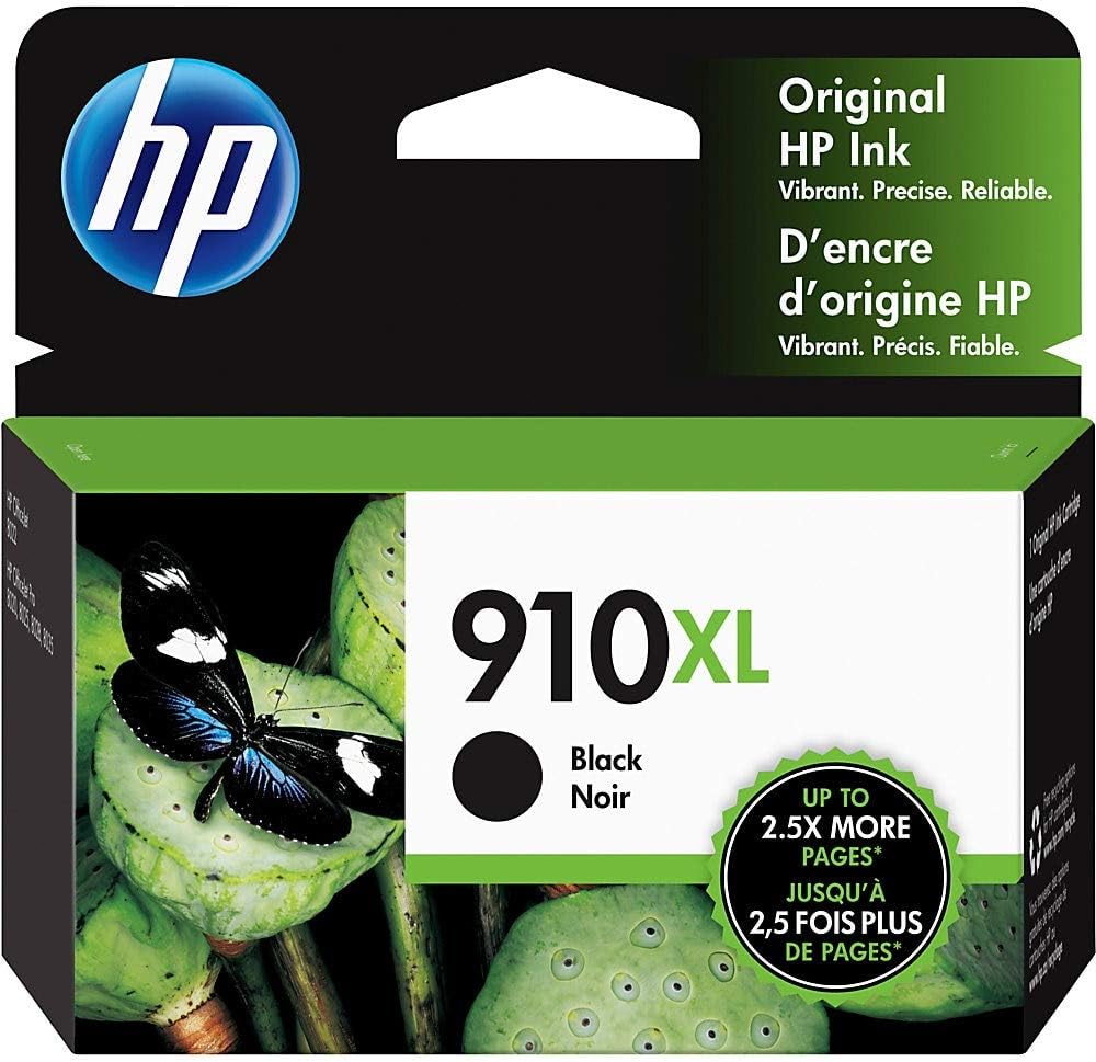 Original HP 910XL Black High-yield Ink Cartridge | Works with HP OfficeJet 8010, 8020 Series, HP OfficeJet Pro 8020, 8030 Series | Eligible for Instant Ink | 3YL65AN Pack of 2