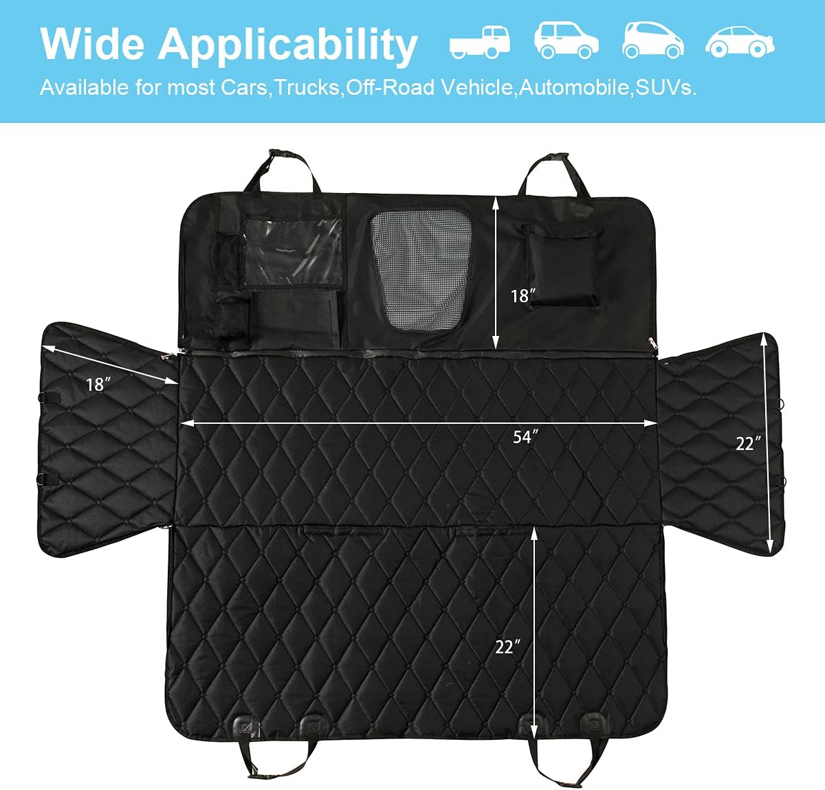 SEVVIS Car Dog Cover Back Seat - Car Hammock for Dogs - Dog Car Seat Cover for Back Seat Waterproof,Dog Hammock for Car Backseat with Mesh Window,Seat Cover for Dogs Durable Nonslip for Truck,SUV Pack of 2