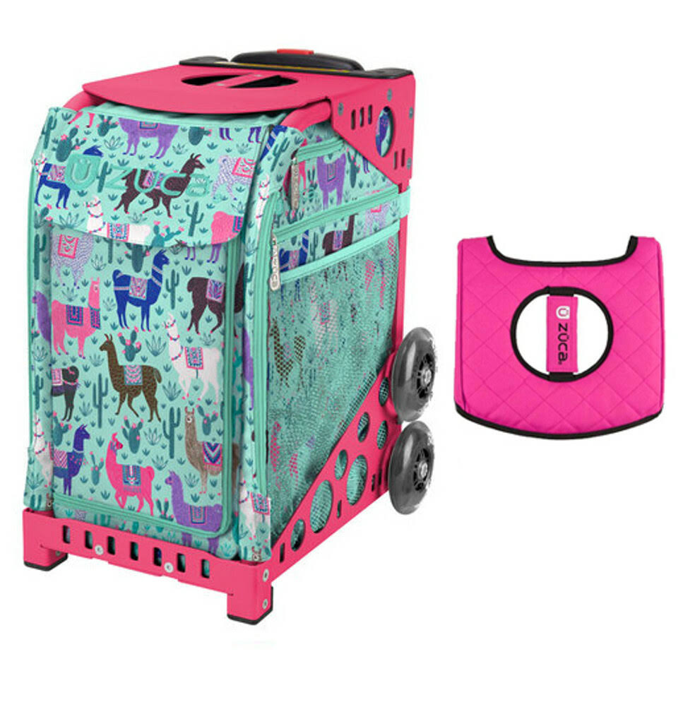 Zuca Sport Bag - Llama Rama with Gift Black/Pink Seat Cover (Pink Frame)