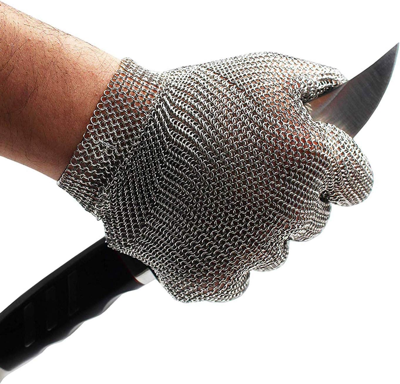 Schwer Highest Level Cut Resistant Stainless Steel Metal Mesh Chainmail Glove for Meat Cutting Butcher Glove（XL） Pack of 2