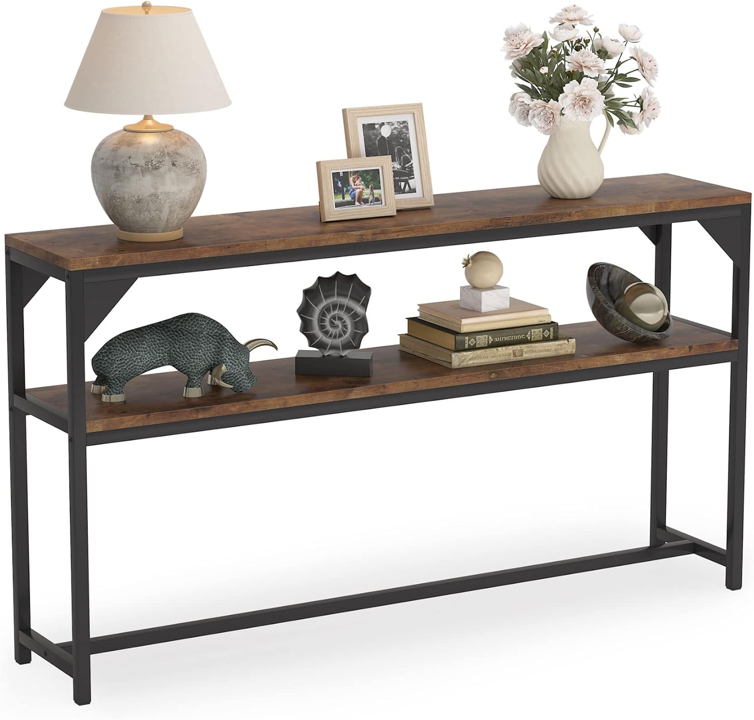 Tribesigns 70.9 inch Extra Long Sofa Table, 2-Tier Console Table Behind Couch, Narrow Entryway Hallway Table for Living Room, Small Space