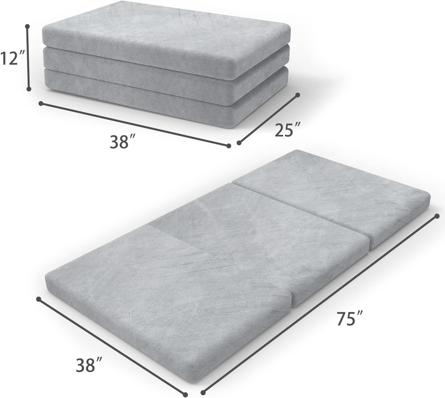 SINWEEK Tri Folding Mattress Foam Topper 4