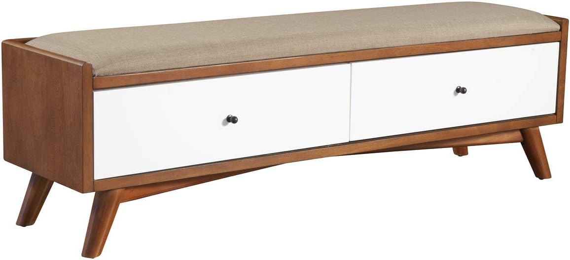 Alpine Furniture Flynn Bench, Acorn/White