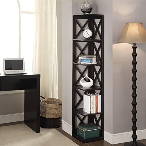 Scranton & Co 5 Shelf Corner Bookcase in Black