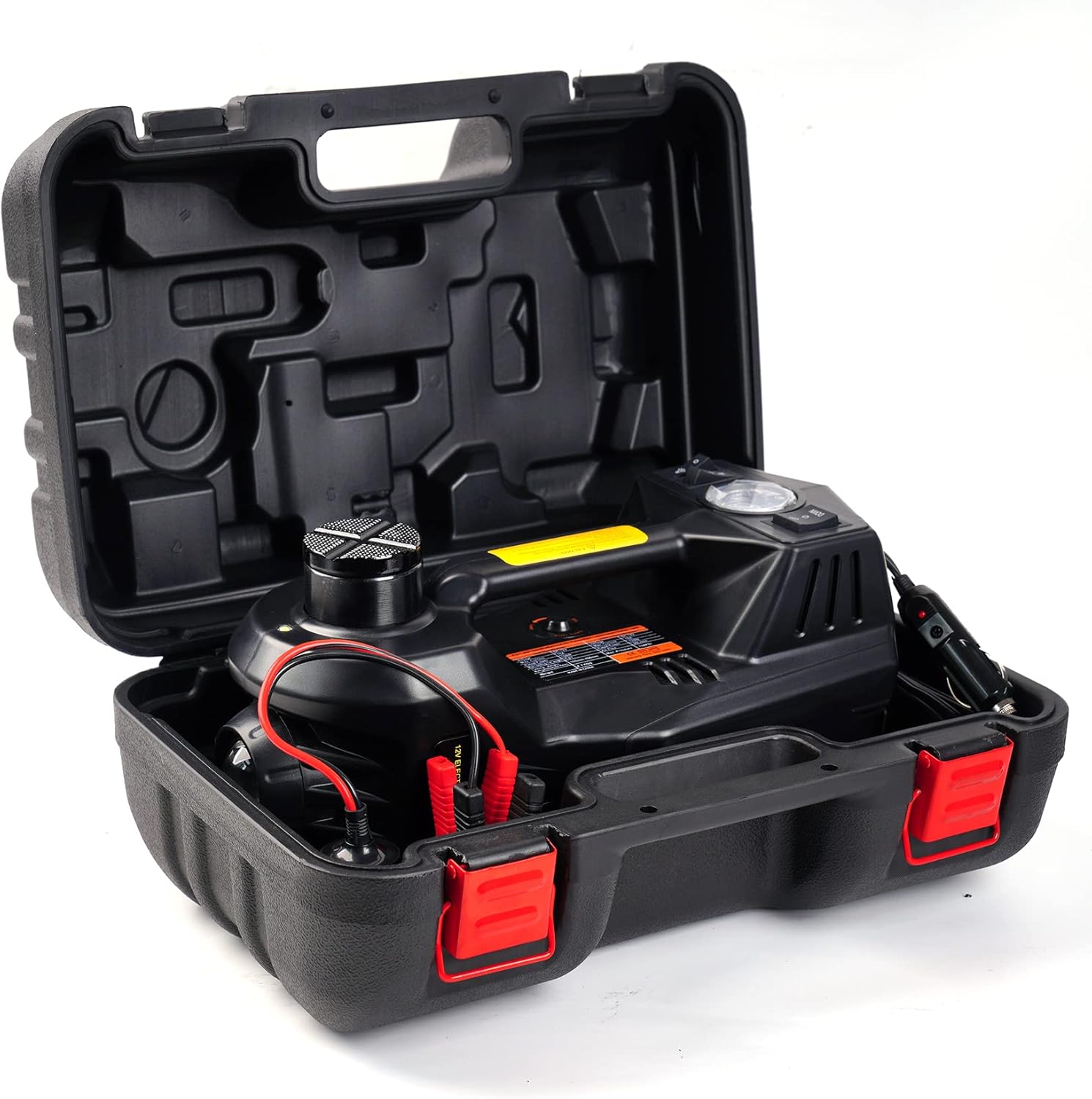 FEANISIFEI Electric Car Jack 5 Ton 12V Electric Jack with Built-in Inflatable Pump Electric Hydraulic Jack for SUV Car Tire Change Black