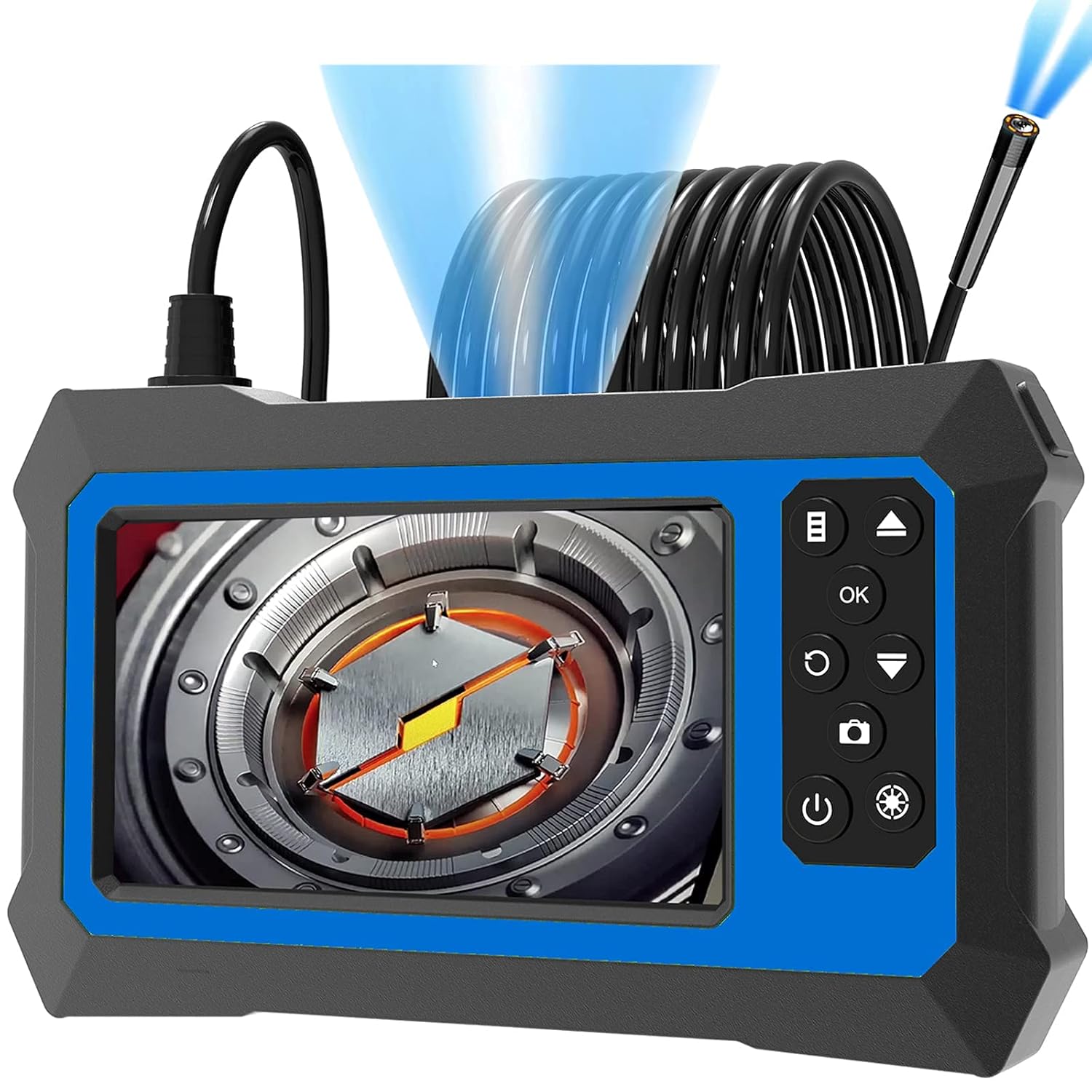 Upgraded Endoscope Inspection Camera 5.5mm Probe, 0.21inch Ultra Slim 1080P HD Borescope Camera 4.3 Inch LCD Screen Scope Camera, 16.5ft Waterproof Snake Camera with 6 Bright LED Lights Gift for Men Pack of 2