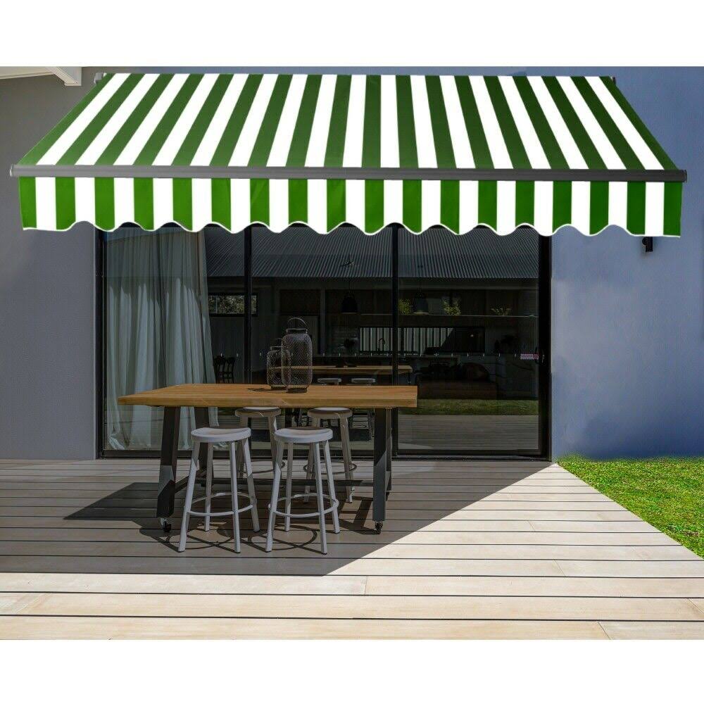 Aleko Motorized Retractable Home Patio Canopy Awning 16x10 Green/White