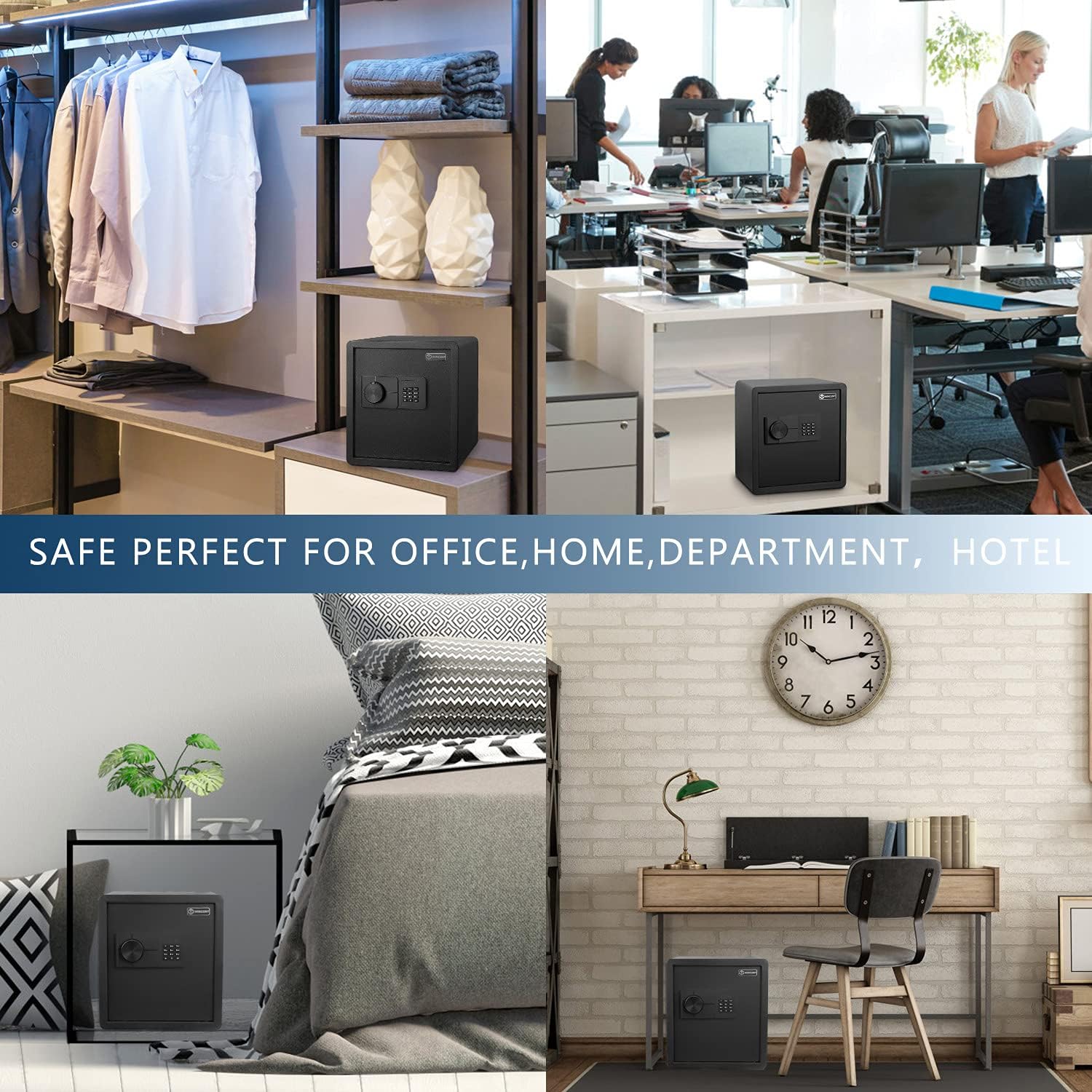 WINCENT Home Security Safe with Programmable Keypad Steel Lock Box Alarm System & Emergency Key 1.2 Cubic Feet, Black 1.2 CFT, 1.2CFT-12.99Inx12.99Inx14.17In