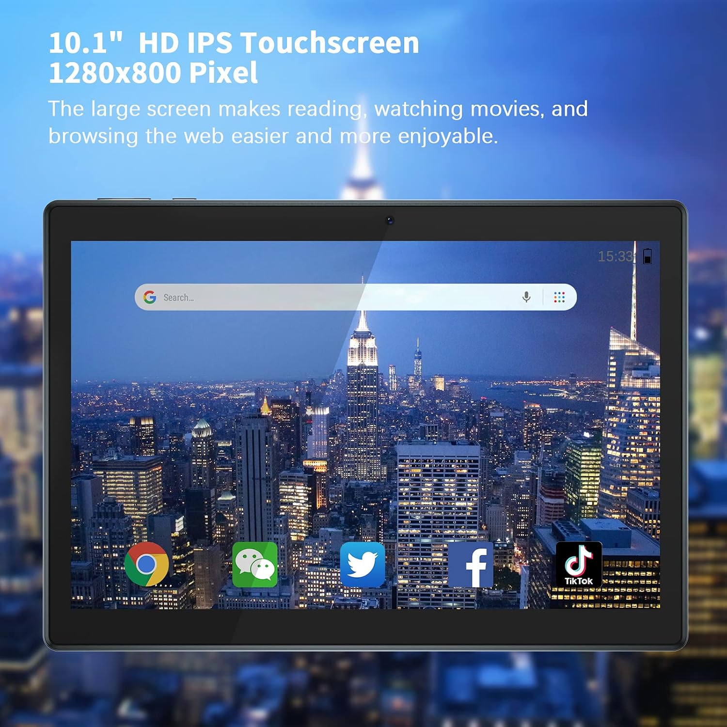 10 inch Tablet Android 10.0 OS, HD 800x1280 IPS Touchscreen, 2GB + 32GB Quad-Core CPU, 6000mAh Battery, Dual Camera Dual Speaker, WiFi Bluetooth Google GMS Certified, Portable Tablet PC - Black