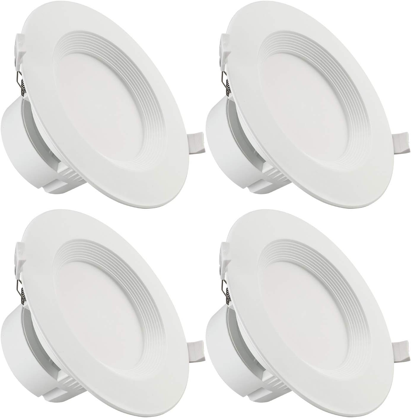 TORCHSTAR 6 Inch Integrated LED Recessed Lighting with Junction Box, Dimmable Baffle Trim Canless Downlight, Anti-Glare, 9W=80W, UL-Listed, Air Tight & IC Rated, 2700K Soft White, Pack of 4