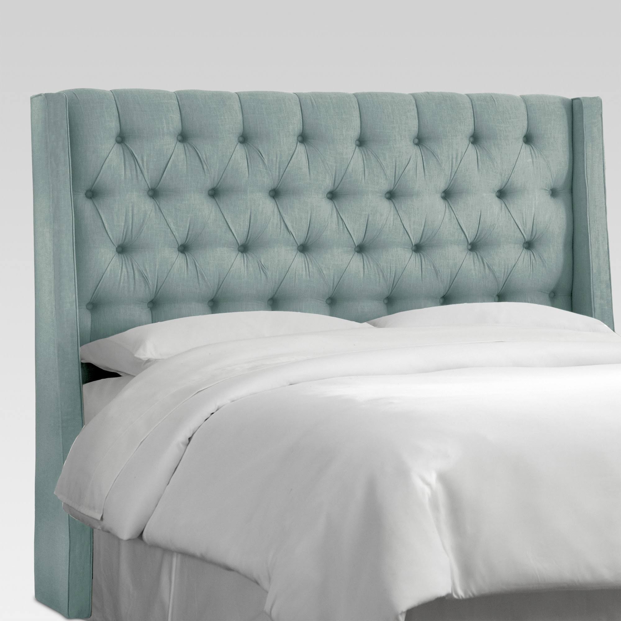 California King Gilford Tufted Wingback Headboard Linen Seaglass - Threshold