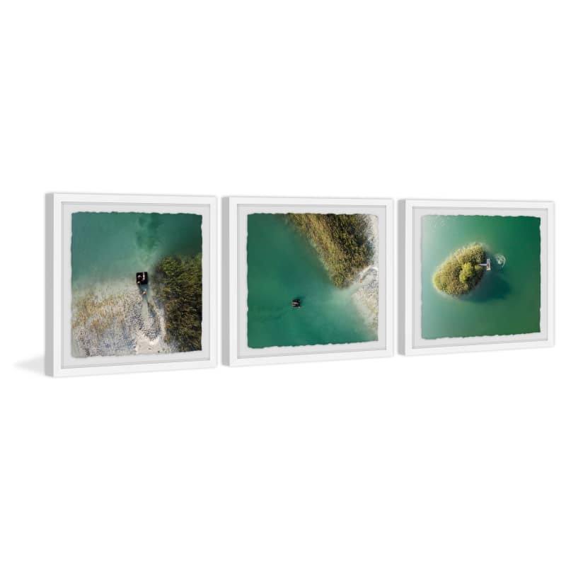 Marmont Hill MH-AMSETS-112-WFPFL-96 32x22 x 96x22 - Three Panel Framed Giclee Beache Blue