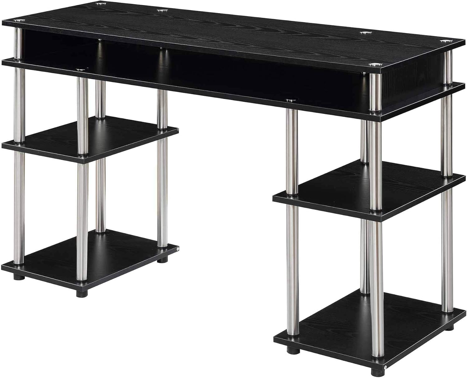 Convenience Concepts Designs2Go No Tools Student Desk with Shelves, Black Pack of 2