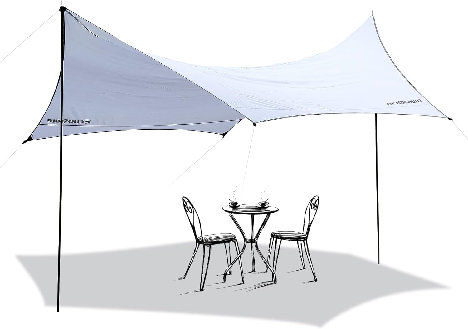 Echosmile Beach Tent Canopy Sun Shade UPF50+, Easy Family Tent Sun Shelter with Stability Poles/Carry Bag/Ground Pegs, Portable Sunshade for Camping Trips, Fishing, Backyard or Picnics(10&times;16 FT)