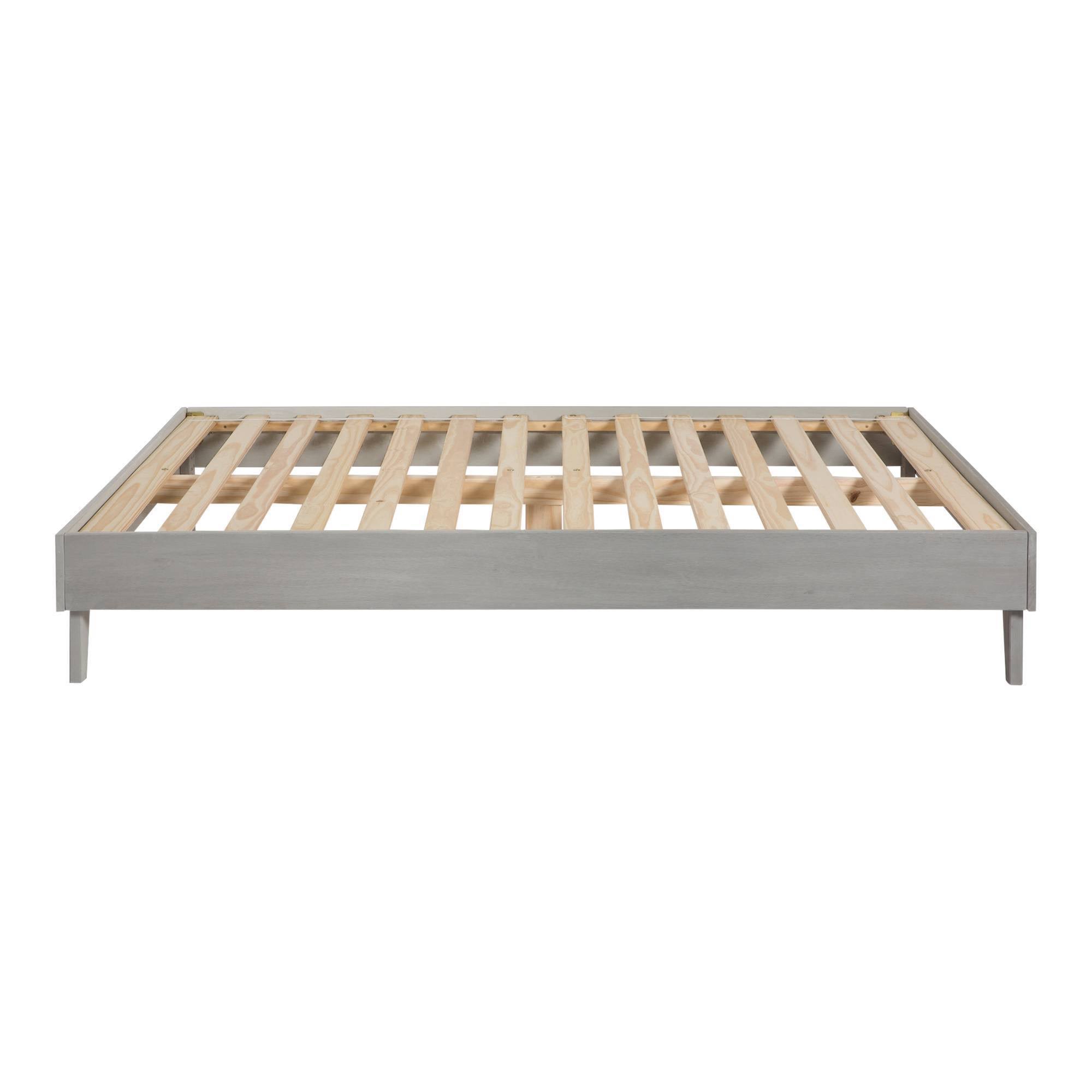 Queen Solid Wood Platform Bed Gray Brush - Saracina Home