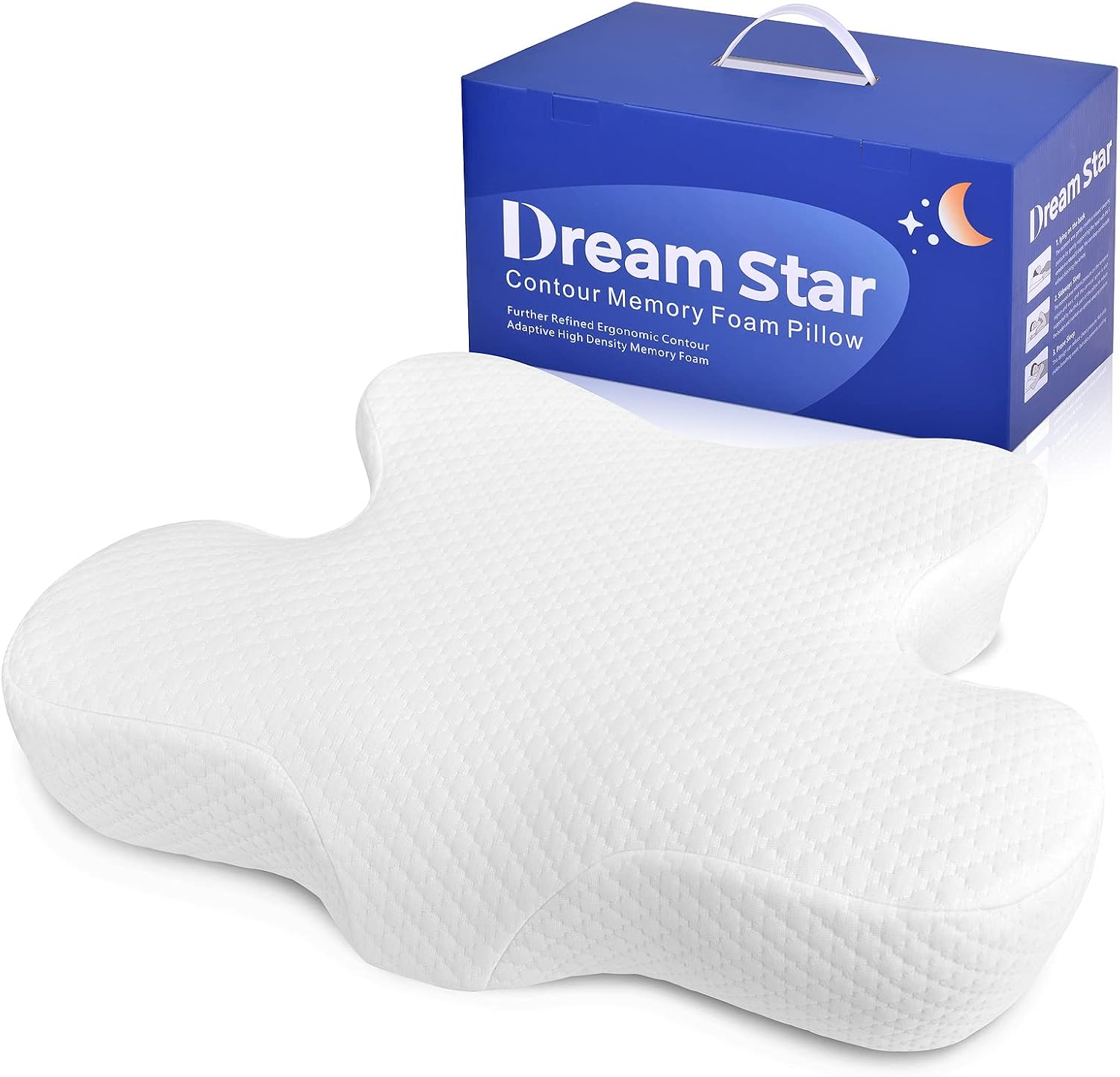 Dream Star Cervical Memory Foam Pillow, Orthopedic Contour Pillow for Neck Pain Relief Sleeping, Ergonomic Cervical Pillow for Back/Side/Stomach Sleepers.