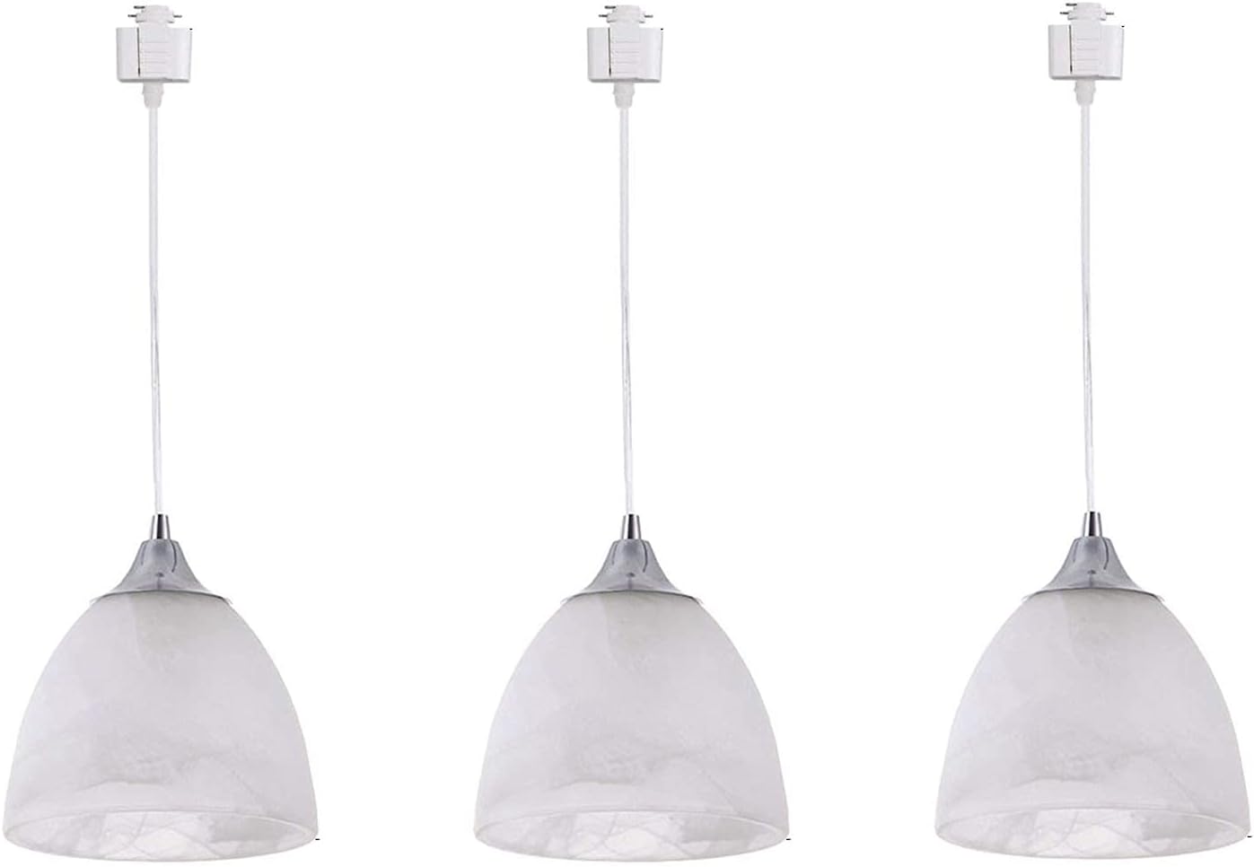 Kiven H-Type Track Pendant Lighting with Frosted White Finish Glass Shade, Dimmable Track Mount Pendant Lighting Fixtures for Kitchen Island Restaurant Kitchen Sink, 3-Light,Total Length 22in