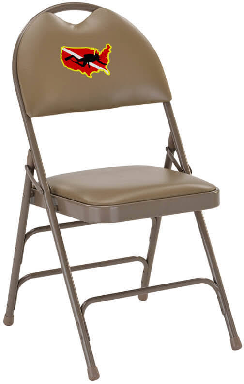 Flash Furniture Embroidered Hercules Series Extra Large Ultra-Premium Triple Braced Beige Vinyl Metal Folding Chair with Easy-Ca