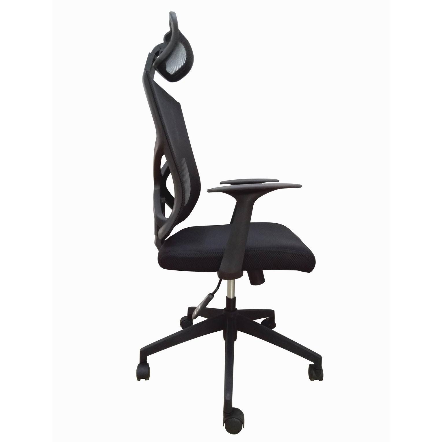 Modern High Back with Headrest Office Mesh Chair Tilt Arms Lumber Support Large Base Adjustable Swivel Task Executive All Black