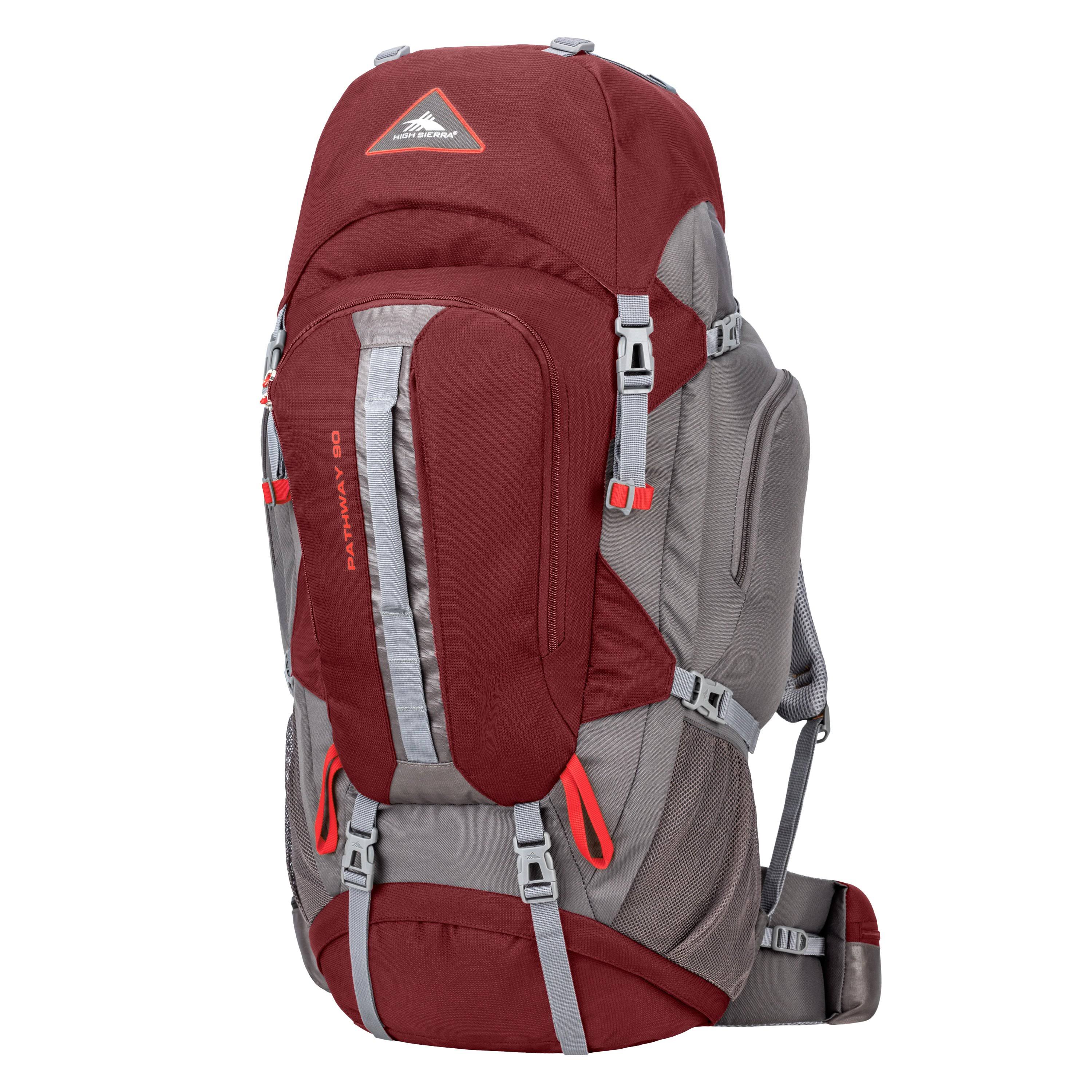High Sierra Pathway 90L Hiking Pack Cranberry/Slate/Redrock