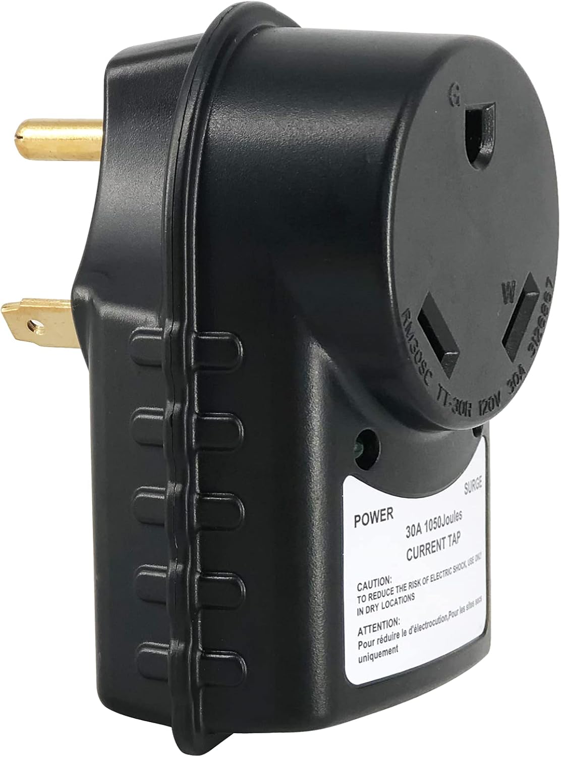 Lifesmells 30 Amp RV Surge Protector 30 Amp Adapter Circuit Analyzer with LED Indicator Light 30 Amp Male to 30 Amp Female for RV Camper Trailer 22500A max Spike 1050 Joules & Black