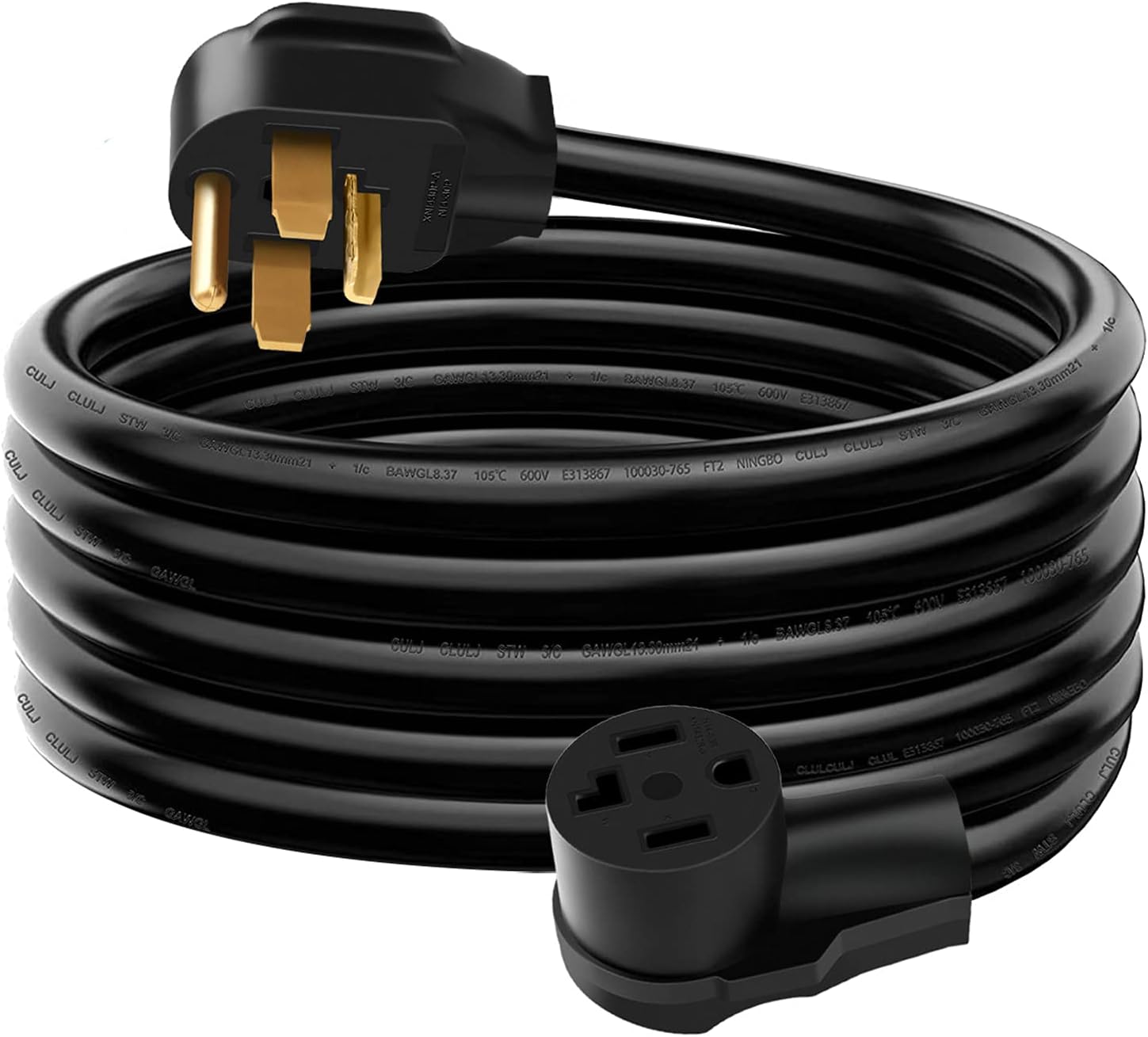 10 FT Dryer 3 Prong Extension Cord, 10 Feet N10-30P to N10-30R Power Cable for Level 2 EV Charging, 30Amp 10-30P Male to 10-30R Female 125V/250V STW 10 Gauge Pack of 2