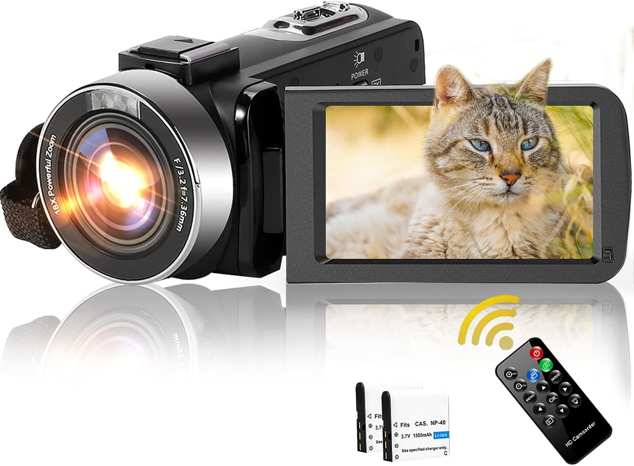 Video Camera Camcorder,Full HD 2.7K 30FPS 42MP Vlogging Camera for YouTube 18X Zoom Digital Camera 3.0 Inch Flip Screen Recording Camera with Remote Control and Two Batteries Pack of 2