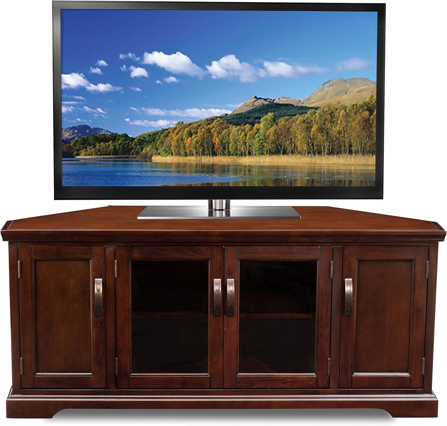 Leick Black Hardwood Corner TV Stand, 56-Inch