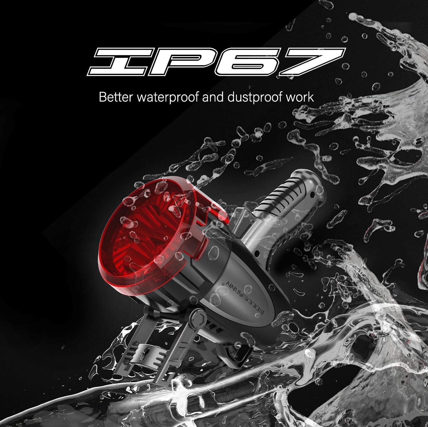 GOODSMANN Spotlight 6000 Lumen Boat Spotlight Waterproof Rechargeable Marine Spotlight LED Hunting Spotlight with Detachable Red Light Filter, EVA Carrying Case 9903-C102-01