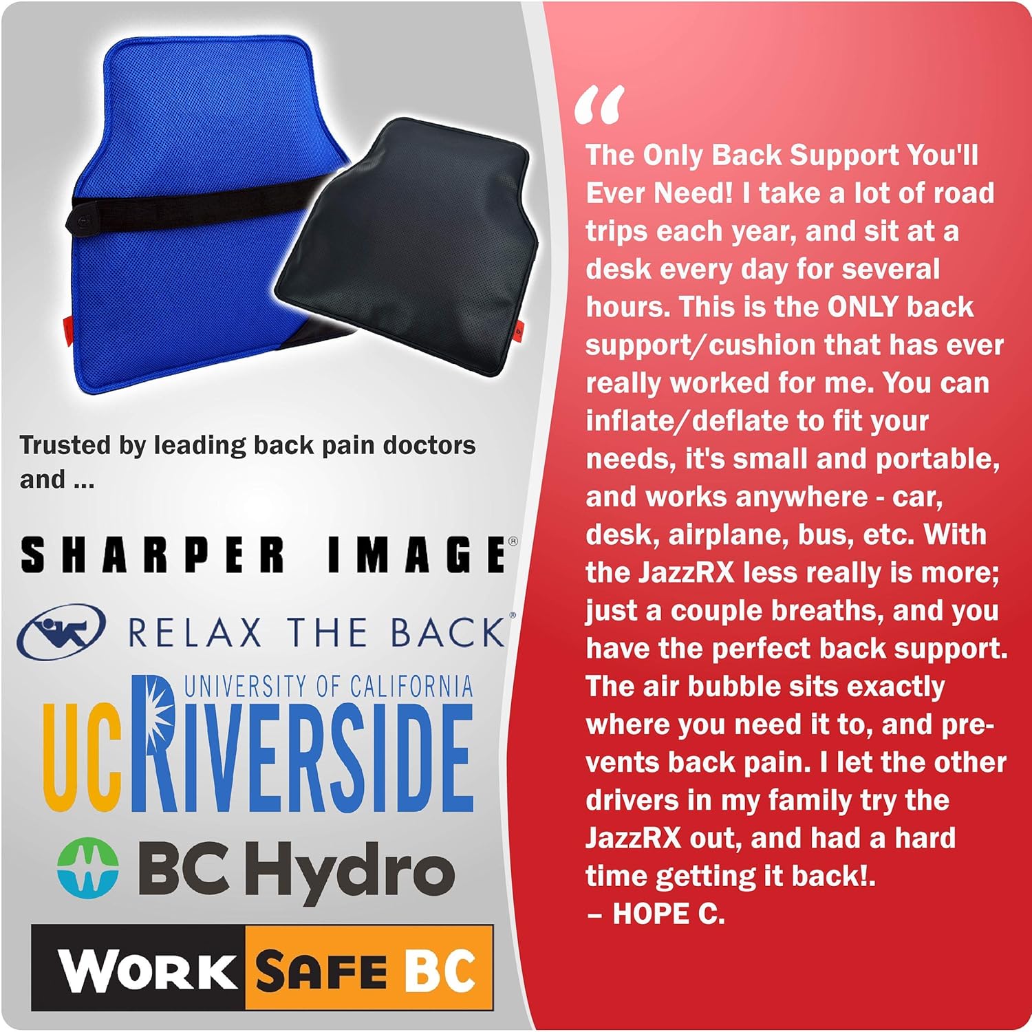 AJUVIA JazzRX 3-in-1 Back Support Office Chair Cushion for Immediate Pain Relief, Air-Cell Technology Orthopedic Lumbar Pillow for Car Seat