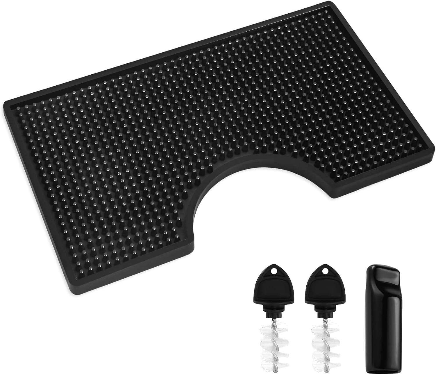 Dbgogo Non-Slip Beer Drip Tray Mat, 4.5'' Draft Beer Tower Flange Cutout Soft PVC Kegerator Surface Mount Beverage Bar Drip Tray