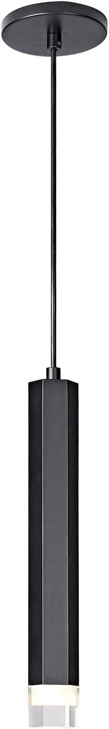 MOTINI 1-Light LED Pendant Light Adjustable Height Mini Modern Black Pendant Light Fixture for Kitchen Island Dining Room Bedroom, 7W Warm White 3000K