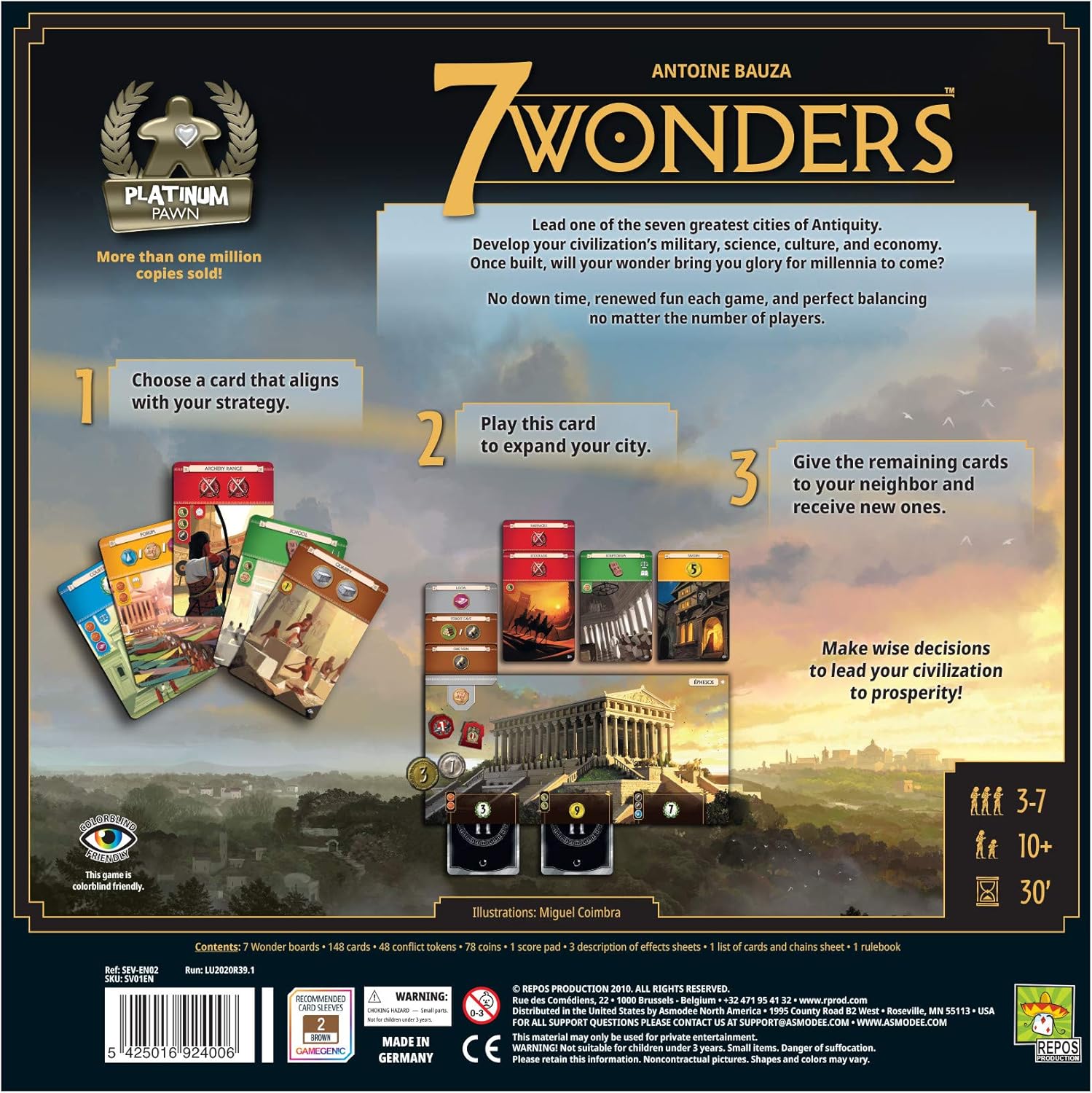 7 Wonders Board Game (BASE GAME) - New Edition | Family Board Game | Board Game for Adults and Family | Civilization and Strategy Board Game | 3-7 Players | Ages 10 and up | Made by Repos Production Pack of 2