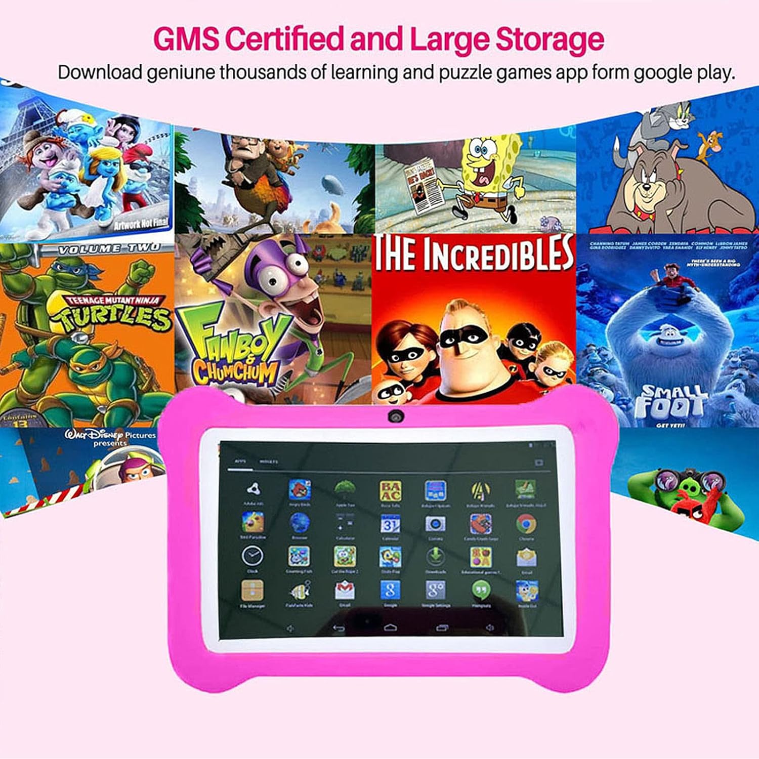 LONGOU Kids Tablet, 7 inch Android 9.0 Kids Edition Tablet with WiFi, GMS Certified, 2GB+16GB Tablet for Kids, Children Tablet with Parental Control, 40+APP, (Pink), ct-0008 Pack of 2